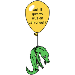 Size: 600x600 | Tagged: safe, artist:foudubulbe, gummy, g4, spoiler:gummy, astronaut, balloon, exploitable meme, meme, wut if gummy wuz a meme