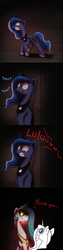 Size: 1200x4800 | Tagged: safe, artist:anticular, princess celestia, princess luna, alicorn, pony, ask sunshine and moonbeams, g4, comic, duo, duo female, female, grin, gritted teeth, hide and seek, hiding, mare, open mouth, running, scared, smiling, tumblr