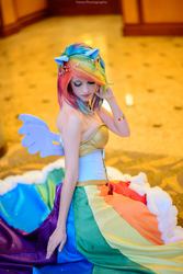 Size: 1367x2048 | Tagged: safe, artist:flying-fox, rainbow dash, human, g4, clothes, cosplay, dress, gala dress, irl, irl human, photo