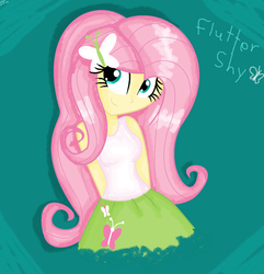 Size: 1024x1061 | Tagged: safe, artist:kasi-ona, fluttershy, equestria girls, g4, clothes, female, humanized, skirt, solo, tank top