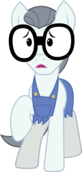 Size: 1600x3340 | Tagged: safe, artist:vectorizedunicorn, silver shill, earth pony, pony, g4, clothes, glasses, male, nervous, overalls, simple background, solo, stallion, transparent background, vector