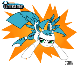 Size: 700x600 | Tagged: safe, artist:mangaka-girl, robot, jenny wakeman, my life as a teenage robot, ponified, simple background, transparent background