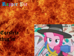 Size: 1600x1200 | Tagged: safe, pinkie pie, g4, cd cover, fire, rapper pie, text