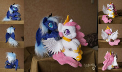 Size: 1535x900 | Tagged: safe, artist:essorille, princess celestia, princess luna, g4, irl, photo, plushie