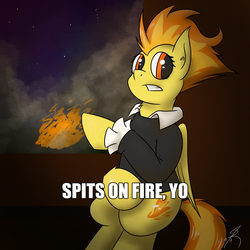 Size: 2000x2000 | Tagged: safe, artist:jorobro, spitfire, g4, female, high res, shit's on fire yo, solo, stealth pun