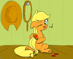 Size: 609x488 | Tagged: safe, artist:dambitail, applejack, g4, female, hairbrush, hatless, long hair, long mane, loose hair, missing accessory, missing freckles, solo