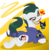 Size: 889x898 | Tagged: safe, artist:icelion87, pony, batman, bedroom eyes, butt, clothes, grin, heart, looking at you, looking back, mouth hold, plot, plushie, ponified, prone, raised tail, smirk, solo, sploot, the joker, underhoof