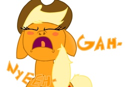 Size: 1072x746 | Tagged: safe, applejack, g4, female, nose in the air, nostril flare, nostrils, open mouth, pre sneeze, sneezing, sneezing fetish, solo