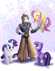 Size: 638x825 | Tagged: safe, artist:lynxgriffin, fluttershy, rarity, twilight sparkle, human, g4, crossover, disney, kingdom hearts, terra