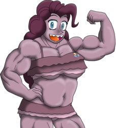 Size: 861x945 | Tagged: safe, artist:advanceddefense, pinkie pie, human, g4, female, flexing, humanized, musclegut, muscles, overdeveloped muscles, pinkie pump, puce turnover, solo