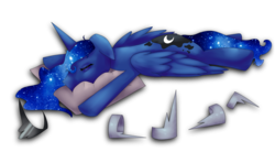 Size: 1800x994 | Tagged: safe, artist:nalenthi, princess luna, g4, female, pillow, sleeping, solo