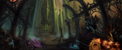 Size: 1600x668 | Tagged: dead source, safe, artist:kasdraws, trixie, pony, unicorn, g4, female, magic, mare, painting, scenery, solo, wand