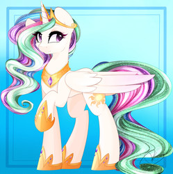 Size: 2000x2010 | Tagged: safe, artist:cinnamonh3artz, princess celestia, g4, female, high res, princess, raised hoof, solo