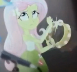 Size: 594x558 | Tagged: safe, screencap, fluttershy, equestria girls, g4, my little pony equestria girls: rainbow rocks, eyeroll, female, get, index get, microphone, musical instrument, tambourine