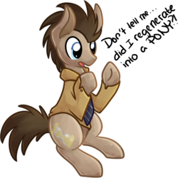 Size: 778x778 | Tagged: safe, artist:littlepinkalpaca, doctor whooves, time turner, earth pony, pony, g4, clothes, coat, doctor who, human to pony, implied regeneration, male, necktie, post-transformation, regeneration, solo, stallion, the doctor, transformation