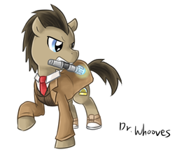 Size: 556x498 | Tagged: safe, artist:blueskirby, doctor whooves, time turner, earth pony, pony, g4, clothes, converse, doctor who, male, mouth hold, necktie, overcoat, solo, sonic screwdriver, stallion, the doctor
