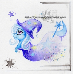 Size: 600x605 | Tagged: safe, artist:donika-schovina, trixie, pony, unicorn, g4, bust, female, mare, solo, traditional art