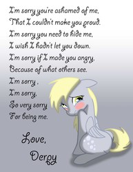 Size: 2550x3300 | Tagged: safe, artist:tprinces, derpy hooves, g4, crying, female, high res, sad, solo, text