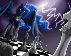 Size: 4200x3300 | Tagged: safe, artist:tprinces, princess luna, g4, armor, chess, lightning, warrior luna