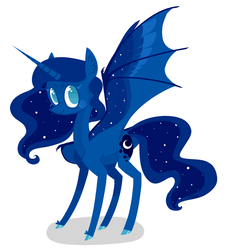 Size: 1024x1121 | Tagged: safe, artist:jellybeanbullet, princess luna, g4, bat wings, eyelashes, female, looking at you, moonbat, no pupils, simple background, smiling, solo, spread wings, white background