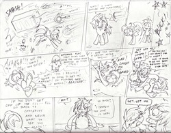 Size: 1635x1275 | Tagged: safe, artist:pandan009, dj pon-3, octavia melody, vinyl scratch, fighting is magic, g4, comic, sketch