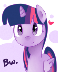 Size: 720x900 | Tagged: safe, artist:jwj991120, twilight sparkle, alicorn, pony, g4, female, heart, looking at you, mare, smiling, solo, twilight sparkle (alicorn)