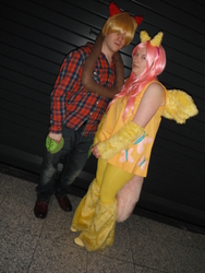 Size: 3240x4320 | Tagged: safe, artist:jemmy87, big macintosh, fluttershy, human, g4, cosplay, female, irl, irl human, male, photo, ship:fluttermac, shipping, straight