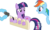 Size: 5000x3027 | Tagged: safe, artist:lman225, lotus blossom, rainbow dash, twilight sparkle, pegasus, pony, unicorn, g4, eye contact, frown, hoof hold, hoof spongey thing, hooficure, looking at each other, looking back, on side, open mouth, raised hoof, simple background, smiling, transparent background, unicorn twilight, vector, worried