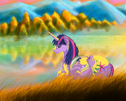 Size: 1000x800 | Tagged: safe, artist:aprilsilverwolf, spike, twilight sparkle, g4