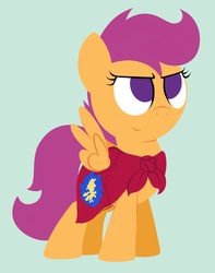 Size: 629x797 | Tagged: safe, artist:dtcx97, scootaloo, pegasus, pony, g4, cape, clothes, cmc cape, cutie mark crusaders patch, female, simple background, solo