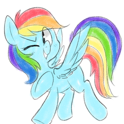 Size: 1000x1000 | Tagged: dead source, safe, artist:pegacornss, rainbow dash, g4, cute, dashabetes, female, one eye closed, simple background, smiling, solo, white background, wink