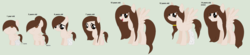 Size: 2132x466 | Tagged: dead source, safe, artist:iartsyponies, oc, oc only, oc:mia scars, pony, age difference, age progression, baby, baby pony, cast, comparison, female, filly, foal, mare, solo