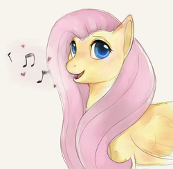 Size: 1024x1000 | Tagged: safe, artist:neflovira, fluttershy, g4, female, music notes, singing, solo