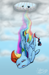 Size: 1749x2632 | Tagged: safe, artist:another-story-2tell, rainbow dash, soarin', spitfire, g4, crying, falling, goggles