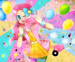 Size: 1024x853 | Tagged: safe, artist:b6, pinkie pie, human, g4, female, humanized, party cannon, pixiv, solo