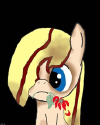 Size: 800x1000 | Tagged: safe, artist:phenoix12, oc, oc only, oc:portia, female, filly, mouth hold, poinsettia, simple background, solo