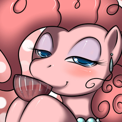 Size: 800x800 | Tagged: safe, artist:kloudmutt, pinkie pie, g4, artifact, bedroom eyes, blushing, earring, female, solo