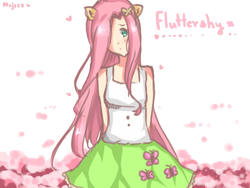 Size: 800x600 | Tagged: safe, artist:mojiez04, fluttershy, equestria girls, g4, eared humanization, female, humanized, ponied up, solo