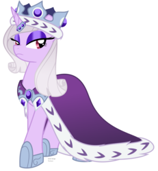 Size: 794x858 | Tagged: safe, artist:faith-wolff, princess platinum, pony, unicorn, fanfic:the bridge, g4, cape, clothes, crown, eyeshadow, female, horn, horn ring, jewelry, lidded eyes, makeup, mare, regalia, simple background, solo, transparent background