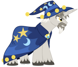 Size: 962x831 | Tagged: safe, artist:faith-wolff, star swirl the bearded, pony, unicorn, fanfic:the bridge, g4, beard, cloak, clothes, facial hair, male, simple background, solo, stallion, transparent background, wizard hat, younger