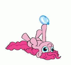 Size: 710x645 | Tagged: safe, artist:greyscaleart, pinkie pie, g4, animated, balloon, cute, derp, diapinkes, female, hey you, lying down, on back, solo, that pony sure does love balloons