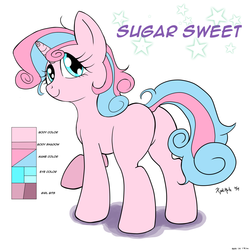 Size: 1400x1400 | Tagged: safe, artist:kyokimute, oc, oc only, oc:sugar sweet, blank flank, reference sheet, solo