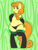 Size: 3000x4000 | Tagged: safe, artist:collaredginger, carrot top, golden harvest, pony, semi-anthro, g4, bipedal, clothes, collar, panties, pinup, plump, ribbon, socks, thick, underwear, wide hips