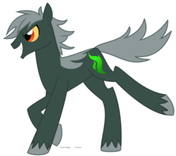 Size: 902x799 | Tagged: safe, artist:faith-wolff, earth pony, kaiju pony, pony, fanfic:the bridge, colored sclera, galloping, godzilla (gts), godzilla (series), grin, male, ponified, simple background, smiling, solo, stallion, transparent background, zilla junior