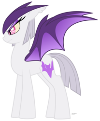 Size: 704x851 | Tagged: safe, artist:faith-wolff, bat pony, kaiju pony, monster pony, fanfic:the bridge, colored wings, female, gamera, hyper gyaos, mare, ponified, simple background, slit pupils, solo, transparent background