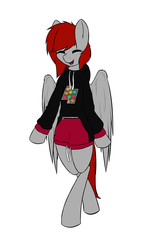 Size: 3000x5000 | Tagged: safe, artist:thermalcake, oc, oc only, oc:thermal cake, pony, semi-anthro, bipedal, clothes, hoodie, simple background, solo, white background