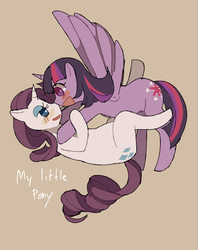 Size: 633x800 | Tagged: safe, artist:amitie-tan, rarity, twilight sparkle, alicorn, pony, g4, blushing, female, lesbian, mare, ship:rarilight, shipping, twilight sparkle (alicorn)