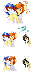 Size: 1280x2880 | Tagged: safe, artist:sugarberry, oc, oc:firefox, oc:safari, browser ponies, female, firefox, gay, gay in front of girls, kissing, male, no homo, ponified, rule 63, safari, shipping