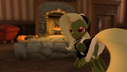 Size: 1191x670 | Tagged: safe, artist:garyd12, oc, oc only, oc:velocity, pegasus, pony, 3d, butt, camopony, camouflage, clothes, female, fireplace, maid, plot, solo, source filmmaker