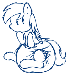 Size: 500x553 | Tagged: safe, artist:fillyscoots42, derpy hooves, pegasus, pony, g4, diaper, female, mare, monochrome, non-baby in diaper, poofy diaper, solo